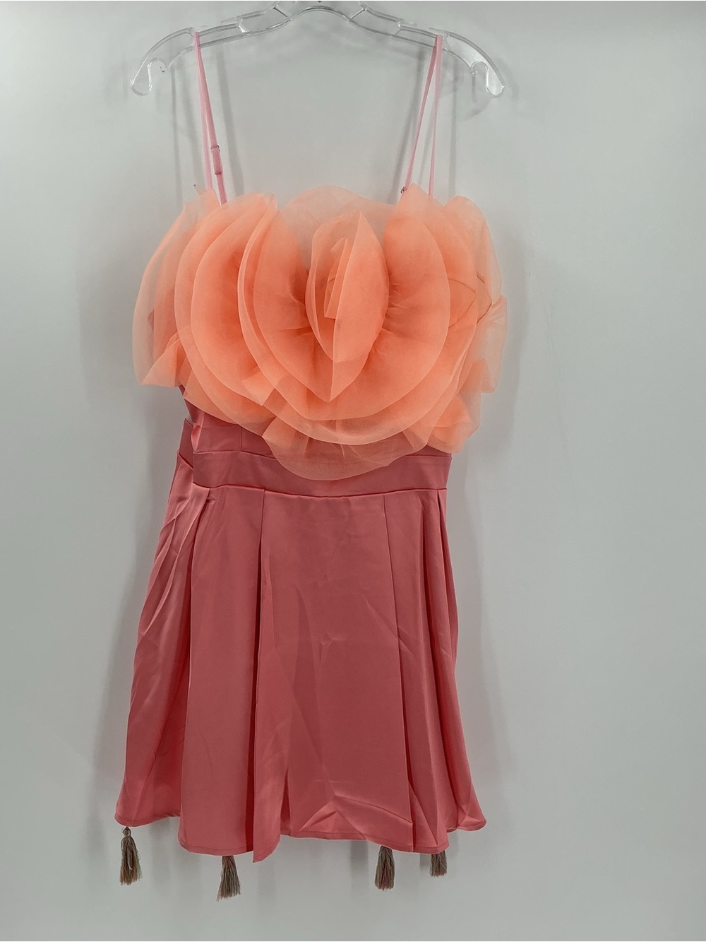 Peach & Coral Ruffle Bust Mini Dress - Picture 7 of 8